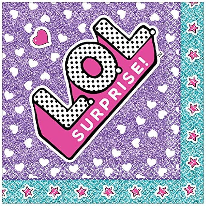 GIRLS BIRTHDAY LOL SURPRISEBEVERAGE TISSUES 16PCS